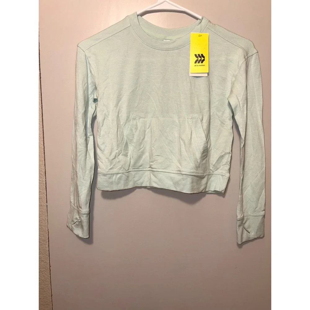 All In Motion Kids Cozy Soft‎ Crew Sweatshirt Mint Green Size S 6/7 NWT